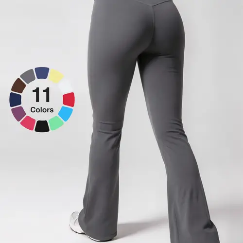 Uncia Active Women's Gold-Color Zipper Pocket Flare Leggings - Quick Dry Workout Clothes Women, Running Yoga Pants, All Seasons Sports Pants Sportswear for Yoga, Gym