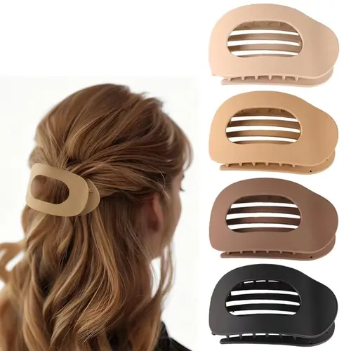 Women's 4PCS Duckbill Hair Clips Claw - French Flat Non-Slip Solid Color Lay-Flat Clamps, Fit for Thick/Thin Hair, Ideal for Casual/Dressed-Up Looks, Birthday Gift for Adults, Workout-Ready Light, Alcohol Free