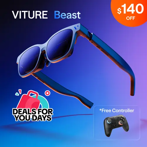 VITURE Beast XR/AR Glasses: Biggest. Brightest. Smartest. 174” 1200p 58° FOV, Built-in VisionPair 3DoF, Dynamic Dimming, Harman Audio, for iPhone, Android, Mac, PC, Switch 2