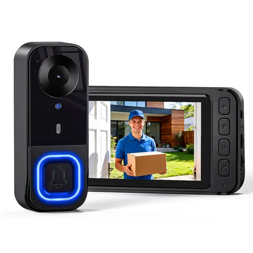 FunnyPanda 1080P Doorbell Camera, Camera Security with 4.3-Inch IPS Screen, No Subscription/No App/No WiFi Needed, Waterproof, Free Storage, Video Intercom 2-Way Audio, 170° View Angle, Night Vision (Suitable for All Ages)