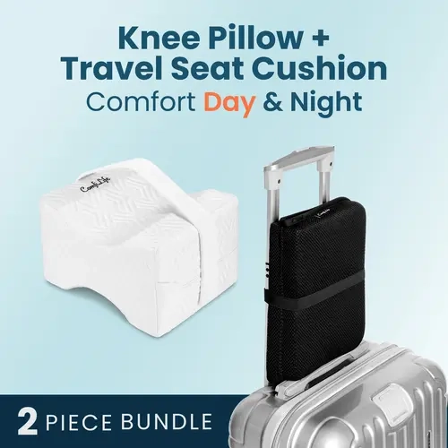ComfiLife | Orthopedic Knee & Leg Pillow, Ergo-Gel Travel Seat Cushion Bundle – Ideal for Travel Comfort (Bedding & Linens, Pillows & Bed Wedges Accessory)