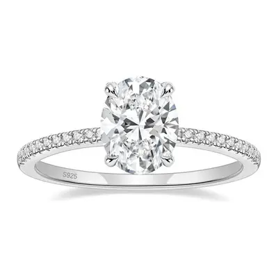 3CT 925 sterling silver engagement ring oval cut cubic zirconia CZ wedding promise ring, perfect for her stunning wedding ring, suitable for women's Christmas gifts