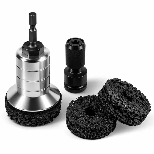 Wheel Hub Cleaning Kit,Brake Hub Cleaning Kit Includes 3 Pads,Holder and Adapter,Fits Power Drill or 1/2" Impact Driven Wrenches