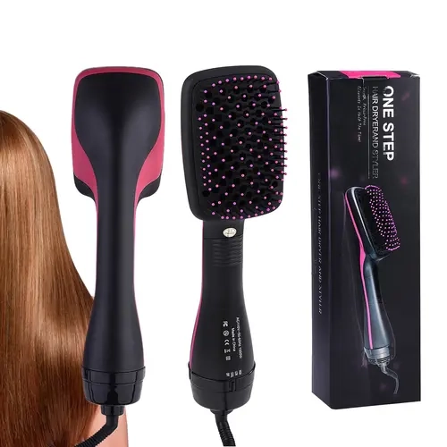 2 in 1 Hair Dryer Brush & Straightener Brush, Hair Dryer and Styler, Negative Ion Blow Dryer Brush, Hot Air Brush Detangles, Dries, Smooths, Reduce Frizz & Static,Three adjustable levels