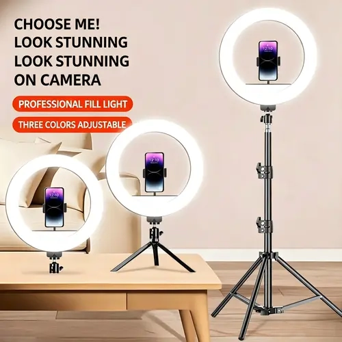 Kit fotográfico con luz de relleno y palo selfie portátil con soporte ajustable, ideal para grabar vídeos, plataformas de vídeos cortos, vlogs y retransmisiones en directo, #SummerVibes
