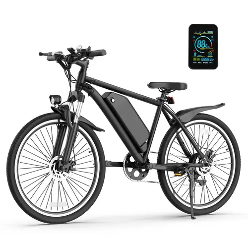 Adult Fat Bike - 26in Sturdy Metal Frame, 350W Hill Assist Motor, 48V/9.0Ah Removable Lithium Battery, 22MPH Top Speed, 7-Speed Shimano Gear, Front Suspension, Dual Disc Brakes, LED Display, 44-55Mi Assist Mode, Fast Charging