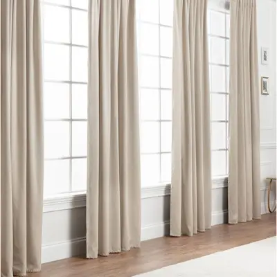 Chanasya 2pk Solid Velvet Room Darkening Blackout Privacy Window Curtain Panels - Set of 2 - 52 x 96 Inches Long - Beige