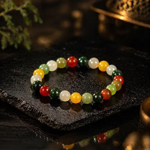 E.Shimmering Colors & Abundant Traditional Chinese Beads Necklace