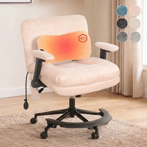 SOUTTEE Ergonomic Computer Chair - Modern Swivel Office Chair for Adults, Adjustable Height, Air Cushion Backrest, Multi-Directional Adjustable Armrests, Soft Padded Seat, Heated/Non-Heated Lumbar Support, Both Office and Home Use, Assembly Required