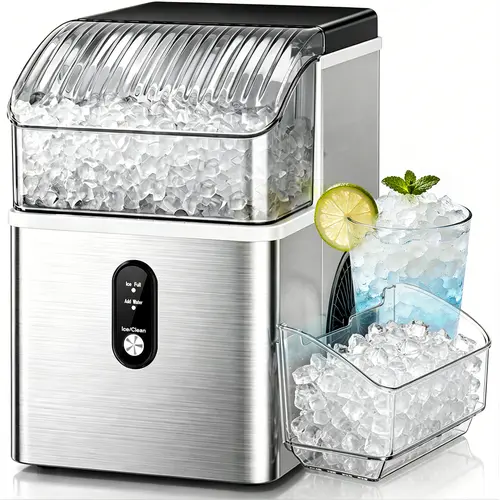 Compact Countertop Pebble Ice Maker Machine, Portable Automatic Icemakermachine, 35lbs/day Output, 7 Mins Quick Production, 43db Quiet Run, Self-Cleaning, 1-Click Operation, 8.6"x11.2"x12.6", Ice Scoop Included for Busy Households