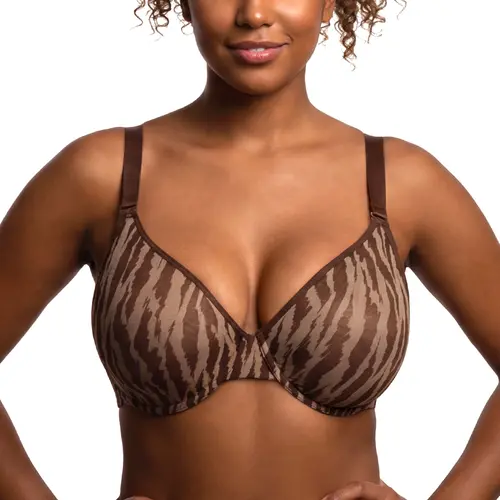 HSIA Zebra Wild Print and Classic Solid Plus Size Halter Bra Soft Sheer Mesh Comfortable Underwire Support No Padding Full Coverage Minimizer Bra Sexy Transparent Breathable Everyday Bra For Full Bust Convertible Multiway Bras