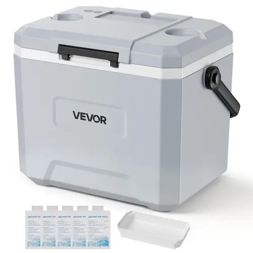 VEVOR 24QT Hard Can Cooler - Leakproof Seal, 48-Hour Ice Retention, Insulated Camping Gear and Equipment with Lid, Resealable, Ergonomic Handles Make Carrying Easy, Ultra-Light for Outdoor Trips/Back to School Haul