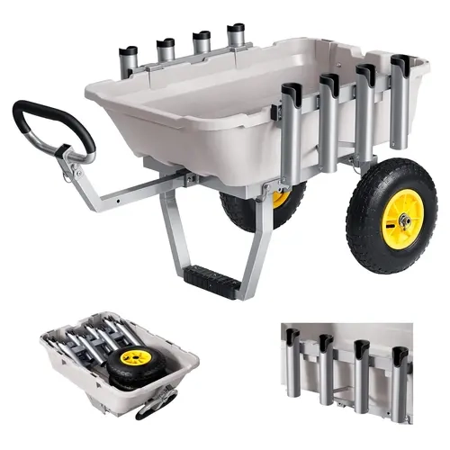 VEVOR Beach Fishing Cart, 200 lbs Load Capacity, Foldable Fishing Cart with Heavy-Duty Aluminum Alloy Frame, 13-Inch All-Terrain Tires, 8 Rod Holders, Strap, Easy to Clean, for Outdoor Camping Picnic#SohoChic