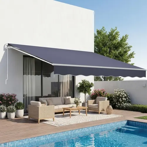 VEVOR 13.1x9.8ft Crank-Operated Tilting Parasol Kit - Manual Retractable, Adjustable, 280g Sturdy Polyester Outdoor Canopy, UPF 80+ Sun Block, Rain-Ready Cover, for Patios, Restaurants, Assembly Required#SohoChic