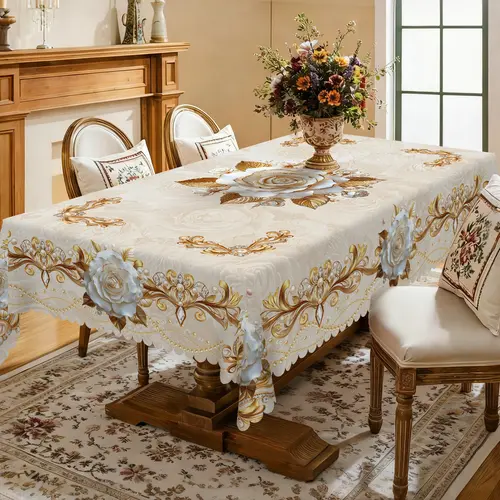 【Moving Season】REZUTAN Floral Printed Tablecloth Wrinkle Resistant Machine Washable Durable Multi-scene Rectangle  Round Table Cover for Dining Room Kitchen Outdoor Party Holiday Home Decor Table Cloth Flower, Outdoors, Do Not Iron