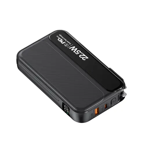 XMWUS 10000mAh Power Bank - 22.5W Fast Charging Portable Charger with Built-in Cables, Foldable AC Plug, Compact for iPhone, Android, Smartphone, Mobile Devices, School Use (Mobile Phone Accessories)