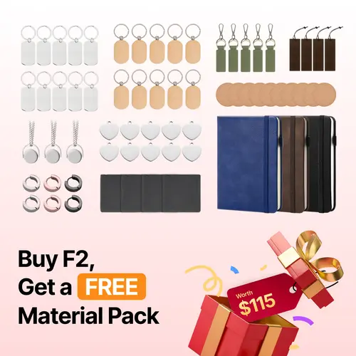 xTool [LIVE ONLY] F1-F2 Material Exploration Set Kit (68pcs) - Tool Accessories with Assorted Colors, Brown to Gold Laserable PU Bookmarks, Personalize Keys for Printers & Scanners, Office Equipment (Great Gift Option)