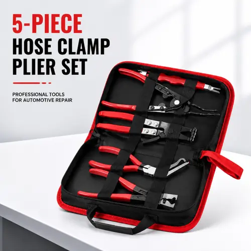 Unisex 5-Piece Automotive Electrical Connector Disconnect Pliers Set - Mechanic Tools with Angled & Straight Pliers, Multifunctional Hose Clamp Remover, Damage-Free Portable Cars Accessories for Car Repairs, Father's Day Gift