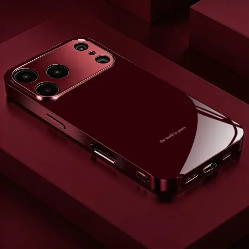 Phone Case - The World Is Your Pattern Electroplated Burgundy New Phone Case Glass Protective Cover Suitable for iPhone 18/17/16/15/14/13/12/11 and Samsung Galaxy S26/S25/S24/S23 A series, Fashionable Aesthetic 995
