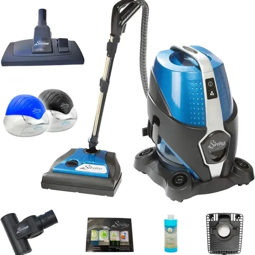 Sirena Premium Pack Bagless Corded Wet Dry Canister Vacuum Cleaner - 1000W Motor, Water Filtration, Cartridge, HEPA Filter, Turbo Brush, 2 Twister Air Purifiers, Spill Pickup, Adjustable Height, All Floors, Hard Floor, Pet Hair Remover, Odor Eliminator