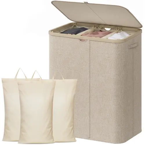 Lifewit Modern Large Plastic Laundry Hamper (110L/150L/170L/190L) with Lid, Handles, Removable Bag, Foldable Tall Design for Dorm, Laundry Room, Home Supplies, Laundry Baskets Back to School