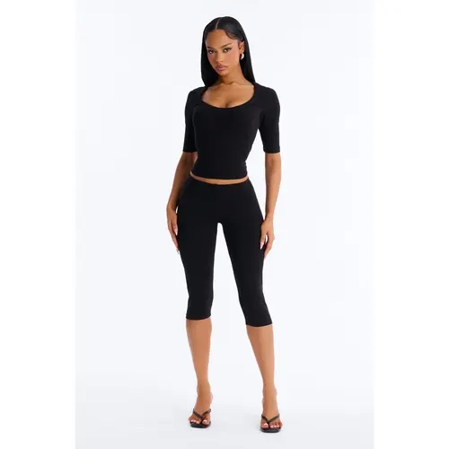 Quinn Low Rise Pedal Pusher Capri Legging - Black