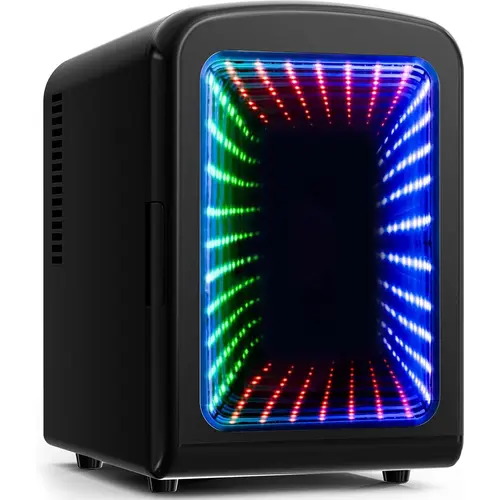 Mini Fridge - 4L/6-Can Portable Energy-Saving Ice-Cold Cooler Mini Fridge with Gaming Light, AC/DC Power, Compact for Skincare, Food, Black, Cooler Mini Fridges