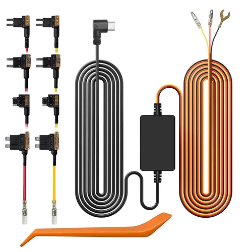 WOLFBOX USB C Hardwire Kit for G850PRO/G840S/G930/G850/G900/G840H/i07/i17/X5/X5 Duo/X3 Dash Cam, not Suitable for G890/G900 PRO/G900 Tripro, Parking Monitor with Multiple Size connectors