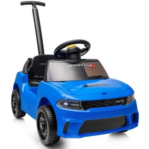 Outfunny Officially Licensed Dodge Toddler Push Car - Toddler Car, Kids Toys, Baby Toys for 12-30 Mths, Adjustable Handle, Hidden Storage, Safety Belt, 44lbs Capacity, Back to School/Birthdays Gift