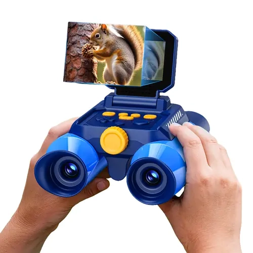 MINENER Kids' High Definition Binoculars - 2.4-in IPS Display Screen, 10X HD Zoom Lens, 7 IR Night Vision, Brain-Training Games, Built-In Puzzles, Compact Toy for Bird Watching, Family Travel & Camping, Birthdays Gifts for Ages 3-12