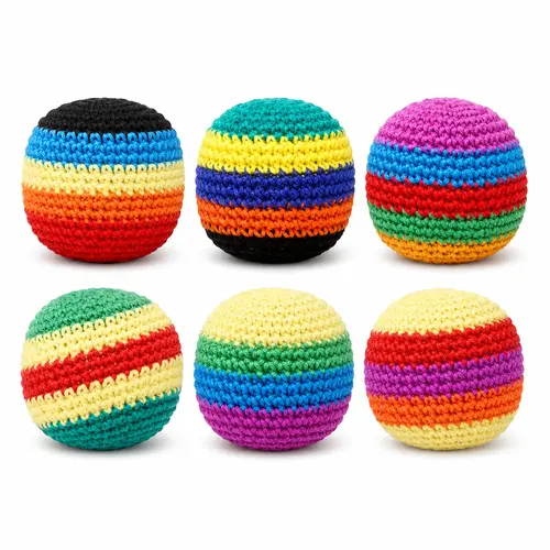 Handcrafted Crochet Hacky Sack Set - Essential Fun Unisex Footbag with Perfect Weight, Stall-Ready Weave, Trick Combos for Soccer Players' Practice Balance, Outdoor Backyard Activity (Random Colors)