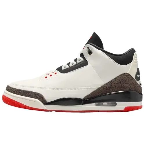 NIKE Men's Air Jordan 3 Retro 'World’s Best Dad' Premium Leather Construction Sneaker - Lace-Up Athletic Shoe, Signature Animal Print Overlays, Clean Celebratory Colorway, Collectible Footwear for Training
