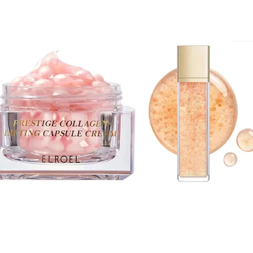 ELROEL Prestige Collagen Lifting Skin Care Set #3 (Cream + Toner Serum) - Official Product Age-defying, Firming and Hydrating Facial Moisturizer with 5 Peptides, Volufiline, Gigawhite & Ectoine - Korean Skin Care for All Skin Types 4.56 fl oz