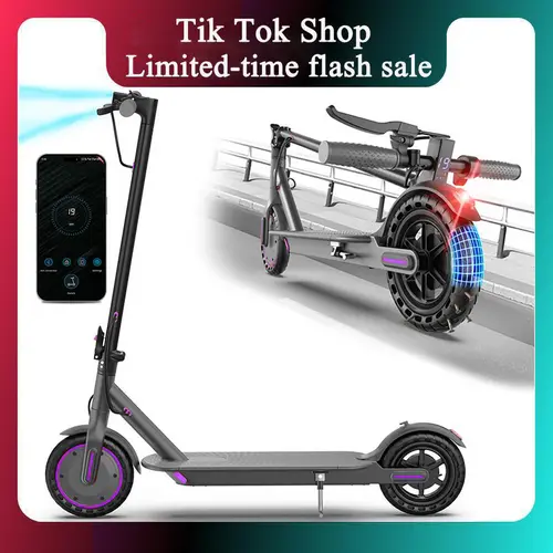 Foldable Purple Electric Scooter for Adults - 350-Watt Motor, 19 mph Top Speed, 14-18 mi Range, Smart App Control, Easy to Carry, Trunk-Storable, 265 lbs Weight Capacity, Efficient Personal Mobility Scooter, Foldable Scooter
