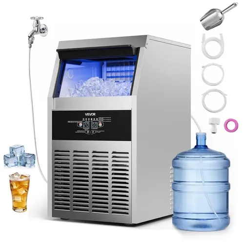 【Summerfinds】VEVOR Commercial Ice Maker Machine, 150 lbs/24h with 30 lbs Storage Capacity, Built-in/Freestanding/Under Counter, Stainless Steel Ice Maker with LED Display & Self-Cleaning, for Home Bar Restaurant, Restaurants, Timer