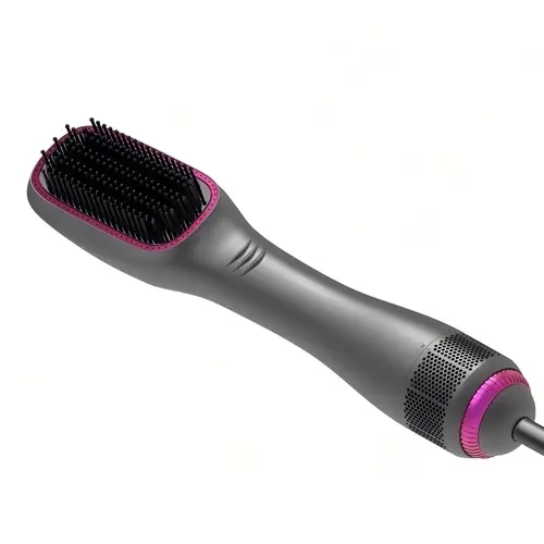 3 in 1 Professional Hair Dryer Brush - 1200W Powerful Ceramic Tourmaline, 3 Heat/2 Speed Settings, Blow Dry Brush Curlers & Straighteners for Bouncy Curls, DIY Blowout, Dry Heat Styling, Grooming Dryer (Gray)