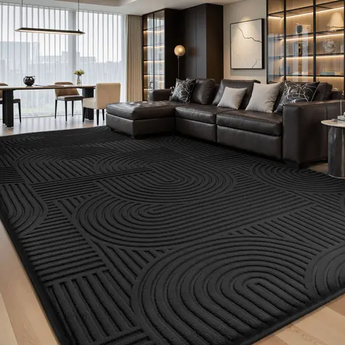 FAMVAL Ultra-Soft Jacquard Area Rug, Dense Plush with Non-Slip Geometric Line Design for Living Room, Bedroom, Nursery, Kids' Room, Playroom, Apartment and Dorm giftideas