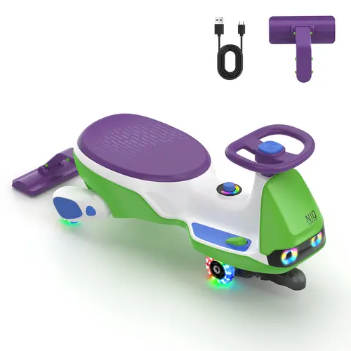FanttikRide N10 Pro Modern Electric Wiggle Tricycle for Boys and Girls (Ages 3+, 150 Lbs) - Pedal, Type-C Rechargeable Battery, 1-Click Detachable Mop, GlideWiz, Anti-Rollover, Flashing Wheels, Bluetooth