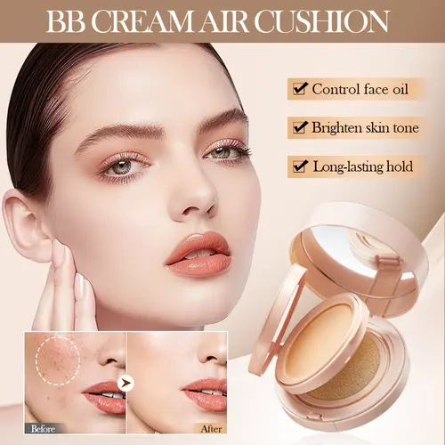 Korean-Style 2-Pcs 2-in-1 Air Cushion BB Cream & Double-Layer Concealer Set - Light, Buildable Coverage, Brightening, Dark Spot Correction, 24-Hour Long-Lasting, Matte, Pink Filler, Skin Tints for Oily Skin Full Face Makeup