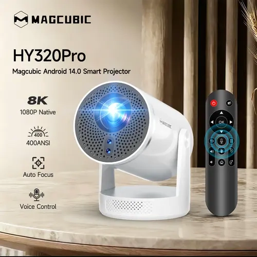 Magcubic HY320Pro Projector Auto Focus 400ANSI Native 1080P Google Assistant 8K Decode Android 14.0 Dual WiFi 6 BT5.4 Auto Keystone Wireless 180° Flexible Rotating Portable Smart Home Cinema Movie Night Bluetooth, Video Projectors #tiktokshopstockup