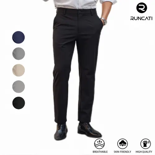 Runcati Mens Casual Stretch Work Dress Pants 30"/32" Lightweight Quick Dry Casual Slacks Trousers with Pockets Plain Golf Pants  suit trousers