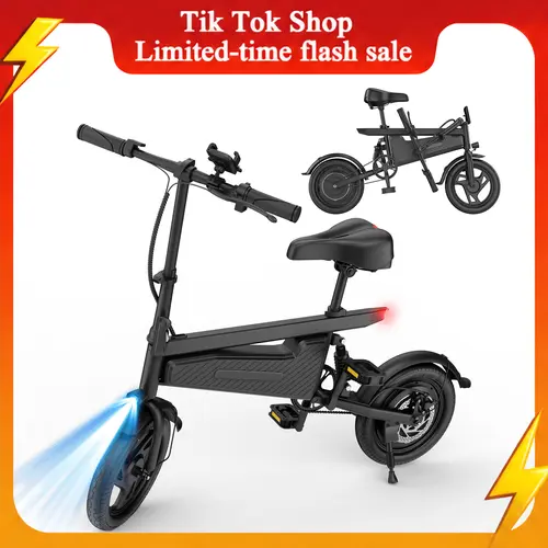 L14 Foldable Electric Bike for Adults - 14-in Tires, 350W Brushless Motor, 22 mph Top Speed, 28-mile Range, 3 Speed Modes, LED Night Light, LCD Display, Compact Portable Commuting Scooter