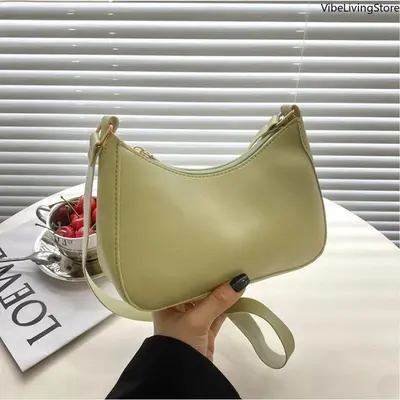 Women's Minimalist PU Leather Hobo Shoulder Bag - Lightweight Crescent Purse, Everyday Fashion Crossbody Bag