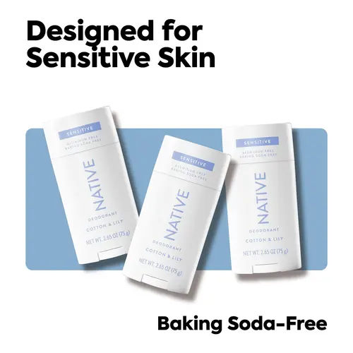 NATIVE Sensitive Deodorant Stick 3-Pack – Baking Soda Free, Aluminum‑Free Deodorant for Sensitive Skin (3 pack)
