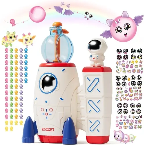Space Balloon Craft Kit - DIY Magic Set with Sticker-Decorated Toys, Rocket Air Pump, Monster Pals, Creative Activity for Kids, Birthday Gift, Space Balloon Kit