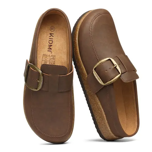 KIDMI Genuine Suede Slip On Mule Clogs Women's Adjustable Buckle Clogs Soft Suede, Buckle Strap, Stylish Everyday Clogs, Cute Trending Shoes for Women, Comfortable Everyday Casual Wear,Indoor Outdoor
