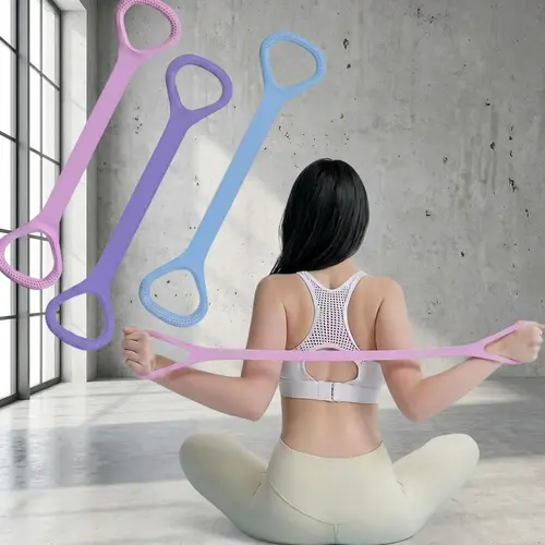 25 lbs Resistance 8-Shaped Durable Elastic Material Bands with Secure Grip Handles, Portable Stretch Bands for Exercise, Adult Home Gym Supplies for General Daily Exercise & On-the-Go Training