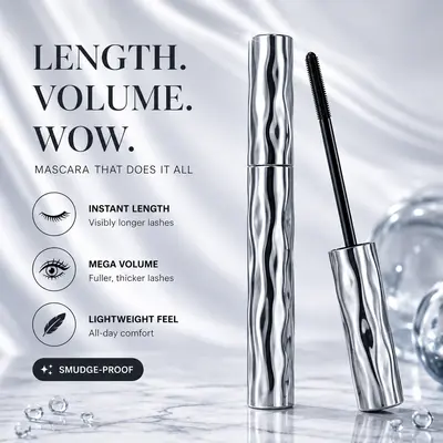Steel Spiral Mascara - Featuring a special steel spiral brush head,it is long-lasting and waterproof, maintaining its makeup effect for 24 hours.It is easy to apply and keeps each lash long and curled for an extended period.