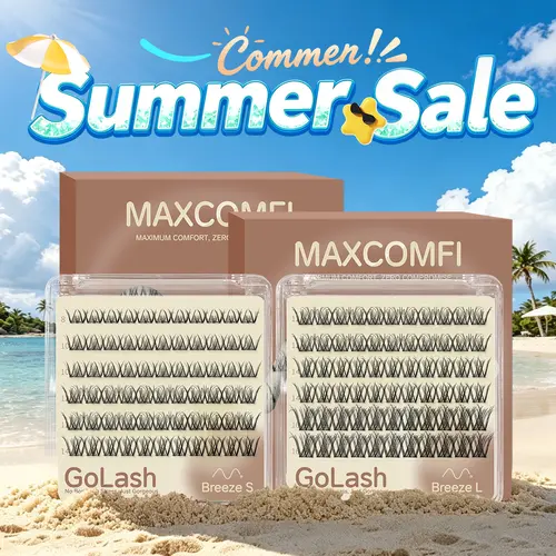 Maxcomfi Glueless Cluster Lashes, BASF Fiber Peel & Wear Extensions, Doll-Style, Hypoallergenic, Waterproof, Easy-Stick, Soft Lightweight, All Eye Shapes Fit (Beauty & Personal Care, Makeup, False Eyelashes & Adhesives)