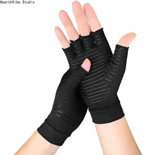 Premium Non Slip Fingerless Sports Gloves - Textured, Breathable, All-Day Breathes, Low-Profile Compression Gloves for Arthritis Relief, Carpal Tunnel, Touchscreen Compatibility, Daily Tasks (For Men & Women)